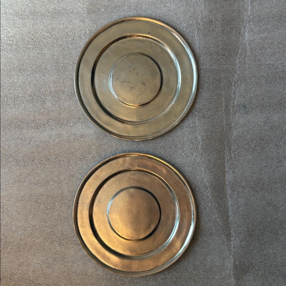 Two Marinoni Arte Italica Peltro Pewter Cappuccino Saucers, 5.5” diameter